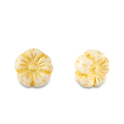 České korálky, kvetina, 7 mm, žltá