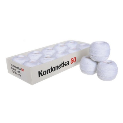 Kordonetka 50, biela, 20 g, cca 227 m