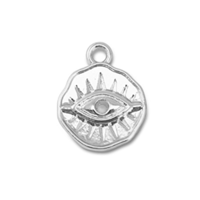 Kovový prívesok, 15 x 12 mm, heart Eye of Providence strieborná