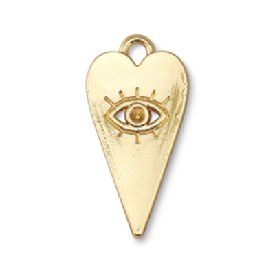 Kovový prívesok, 22,5 x 11,5 mm, heart Eye of Providence zlatá