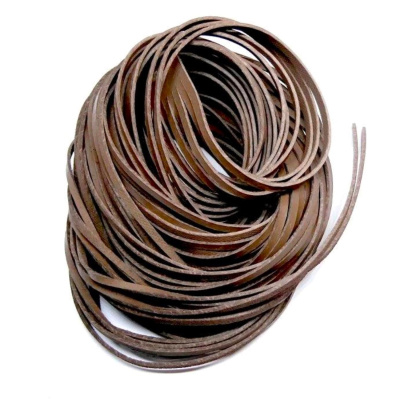 Kožený remienok plochý, 2 mm, hnědý, 90 - 100 cm