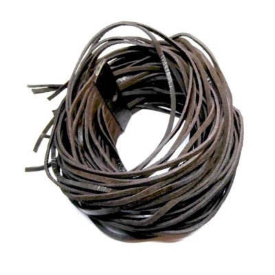 Kožený remienok plochý, 2 mm, tmavo hnedý, 90 - 100 cm 