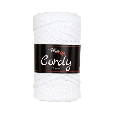 Macramé pletená šnúra Cordy, 3 mm, 100 m, 8002 biela