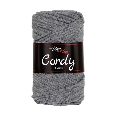 Macramé pletená šnúra Cordy, 3 mm, 100 m, 8232 šedá