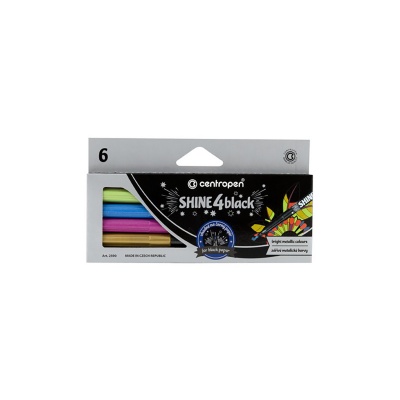 Metalické fixky CENTROPEN, Shine 4 black, sada 6 ks