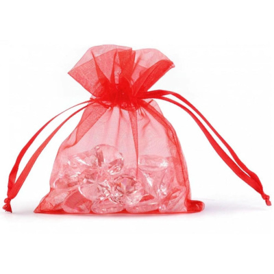 Organzové vrecúško 9 x 11 cm červené