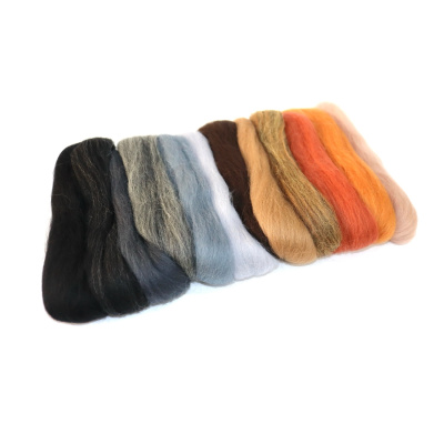 Ovčie rúno na plstenie česané, 50 g, MIX ZEM, 12 ks 