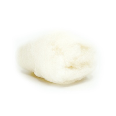 Ovčie rúno na plstenie, mykané, 20 g, snehobiela (bielená)