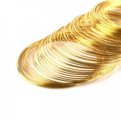 Pamäťový drôt na náramky, oceľ, zlatý, 5,5 cm, 0,6 mm