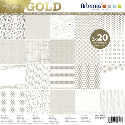 Papier na scrapbooking, Foil Gold, 40 ks, 100 g