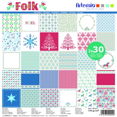 Papier na scrapbooking, Folk, 60 ks, 170 g