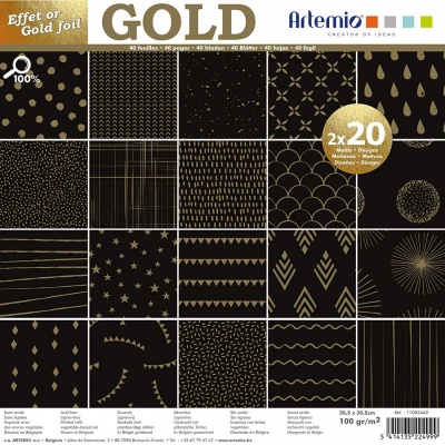 Papier na scrapbooking, Gold, 40 ks, 170 g