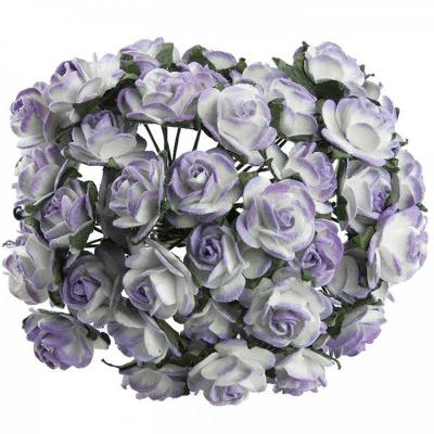 Papierový kvet ruža, 25 mm, dvojf. fialová 5 ks