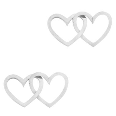Prívesok z nerezovej ocele, dvojité srdce strieborné