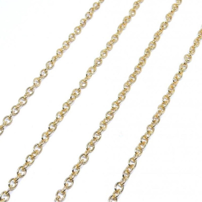 Retiazka oválne očká  3 x 4 mm zlatá 1 m
