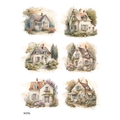 Ryžový papier, A4, francúzsky vidiek, domy