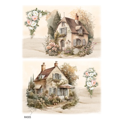 Ryžový papier, A4, francúzsky vidiek, romantické domy 3
