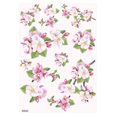 Ryžový papier, A4, rozkvitnutá jabloň, ružové pozadie