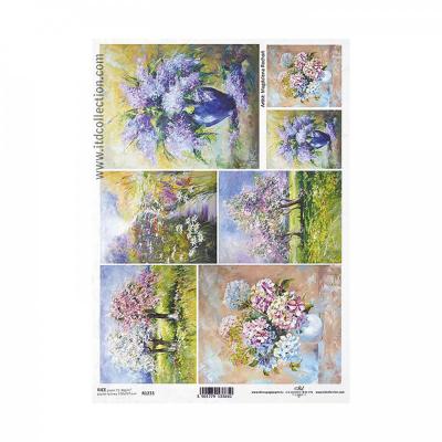 Ryžový papier na decoupage, A4, stromy a kvety