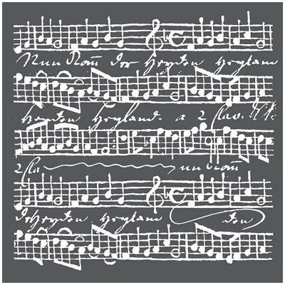 Šablóna, Stamperia, 18 x 18 cm, Music scores