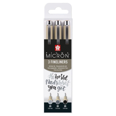 SAKURA Pigma Micron fineliner, sada 3 ks, black & gray