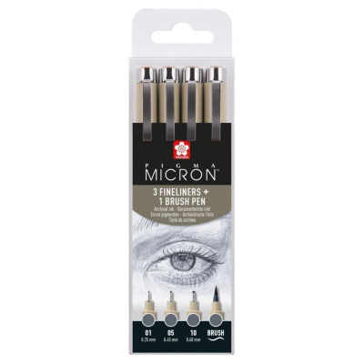 SAKURA Pigma Micron fineliner, sada 4 ks Cool Gray