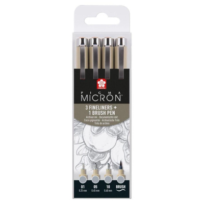 SAKURA Pigma Micron fineliner, sada 4 ks Light Cool Gray