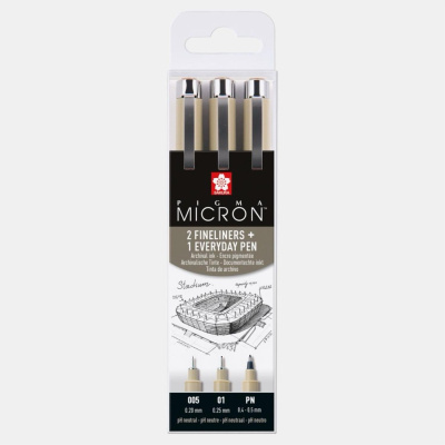 SAKURA Pigma Micron fineliner, sada Architecture 3 ks