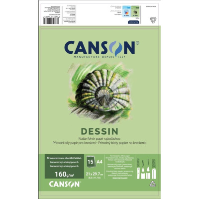 Skicár CANSON FineFace Dessin, 160g, A4 - 21 x 29,7 cm, 15 listov