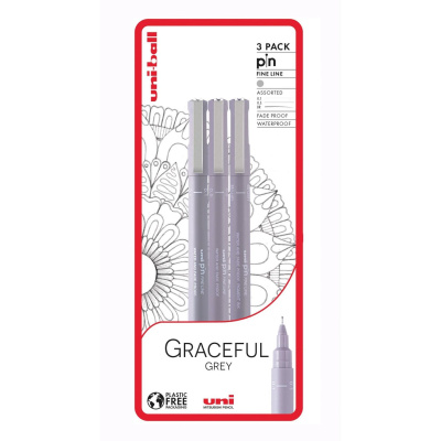 UNI PIN set 3 ks markerov, Graceful Grey