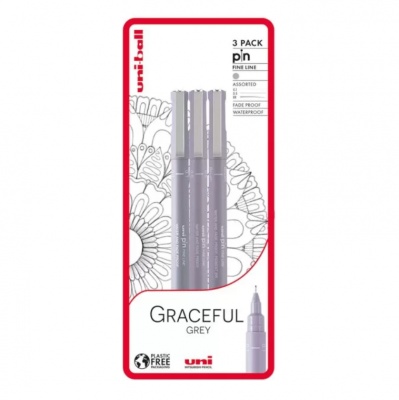 UNI PIN set 3 ks markerov na kreslenie Graceful Grey