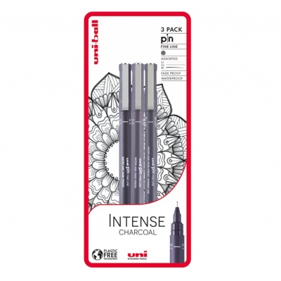 UNI PIN set 3 ks markerov na kreslenie Intense Charcoal