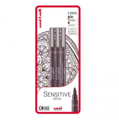 UNI PIN set 3 ks markerov na kreslenie Sensitive Sepia
