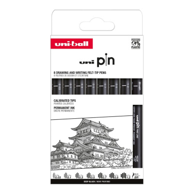 UNI PIN set 8 ks linerov na kreslenie  Black Classic 1