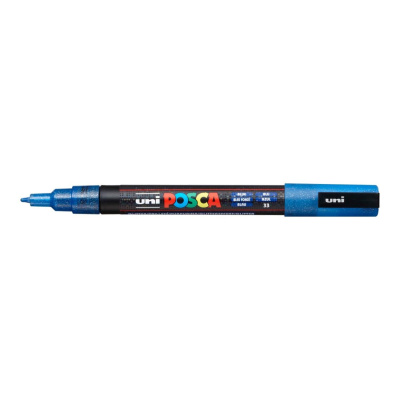 Uni Posca fixka PC-3ML, 1,3 mm, modrá glitter