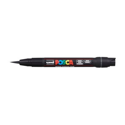 UNI POSCA fixka so štetcovým hrotom, čierna