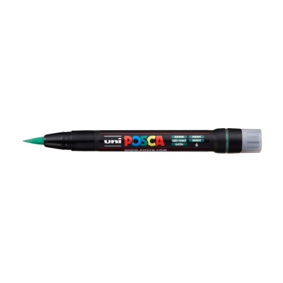 UNI POSCA fixka so štetcovým hrotom, zelená