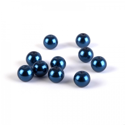 Voskované perly 10 mm tmavá modrá 10 ks