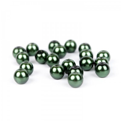 Voskované perly 6 mm tmavá zelená 30 ks