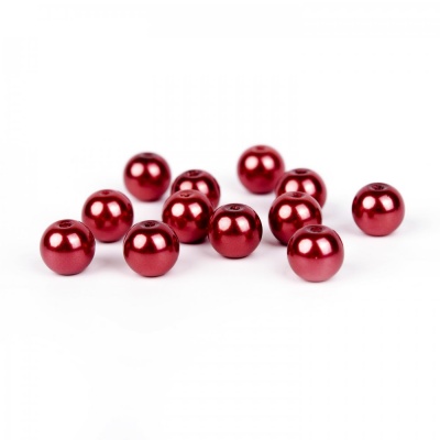 Voskované perly 8 mm tmavočervená 100 ks