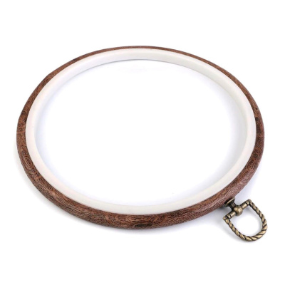 Vyšívací kruh / rámček na zavesenie, priemer 20 cm, hnedý