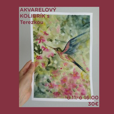 Workshop, Akvarelový kolibrík s Terezkou, 6. 11. 2025 - 16:00