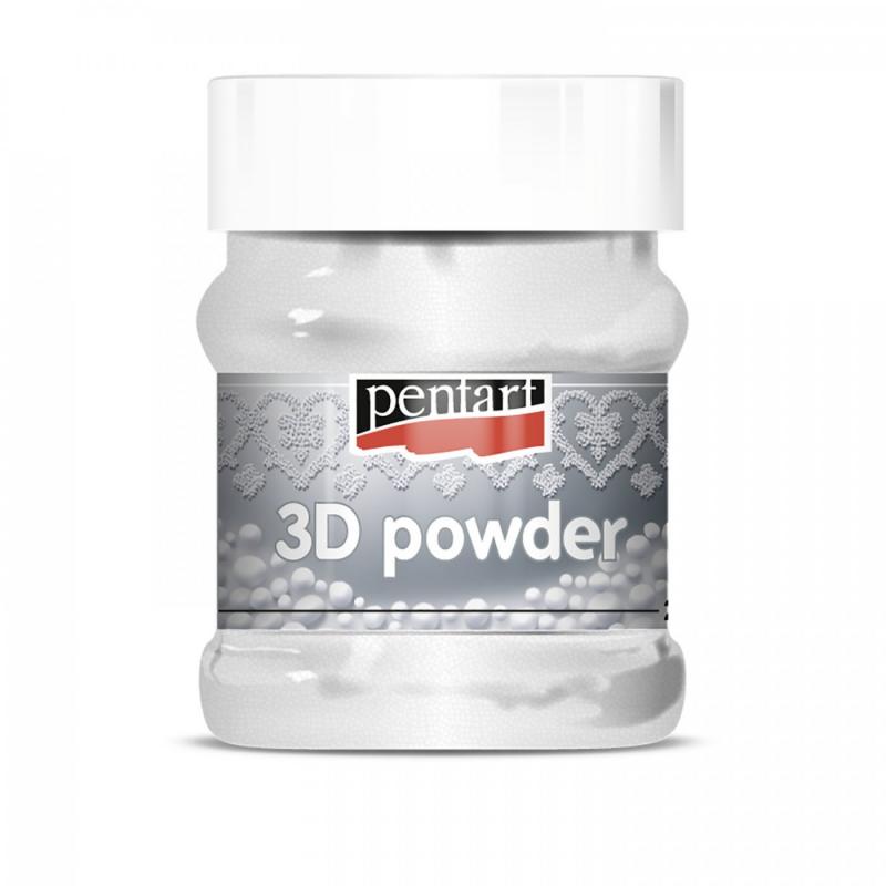 Pomocou 3D púdru (3D powder coarse) s rôznou veľkosťou zŕn môžete vytvárať 3D povrchy. Zamiešajte vami zvolený 3D púder do akrylovej farby a takto z