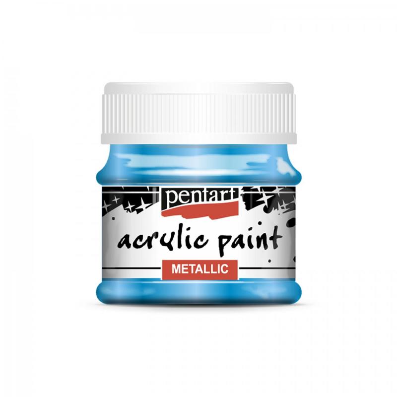 Kvalitné akrylové, vodou riediteľné farby od PENTART (Metallic acrylics paints - modrá). Vďaka dobrej priľnavosti na rôznorodé povrchy sú akrylové ho