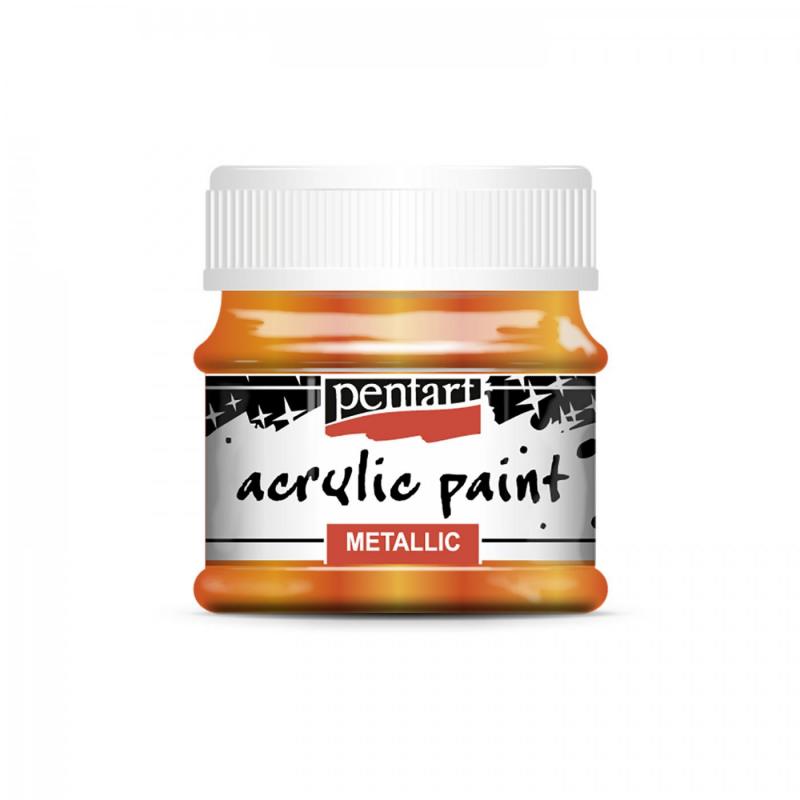 Kvalitné akrylové, vodou riediteľné farby od PENTART (Metallic acrylics paints - orange). Vďaka dobrej priľnavosti na rôznorodé povrchy sú akrylové ho