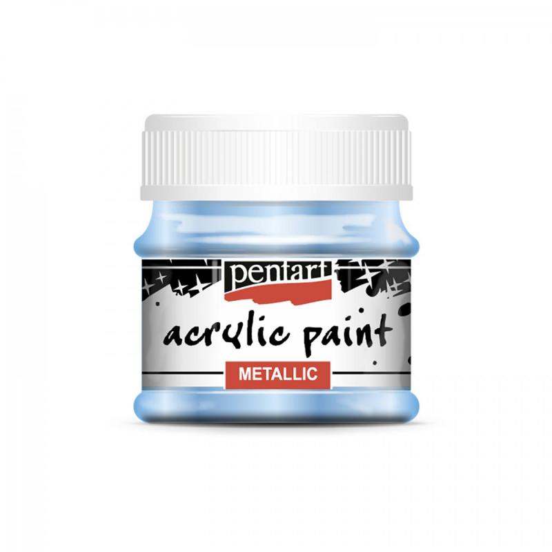 Kvalitné akrylové, vodou riediteľné farby od PENTART (Metallic acrylics paints - light blue). Vďaka dobrej priľnavosti na rôznorodé povrchy sú akrylov�