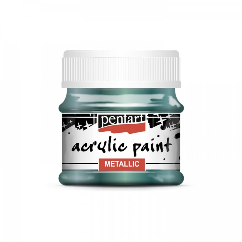 Kvalitné akrylové, vodou riediteľné farby od PENTART (Metallic acrylics paints - teal). Vďaka dobrej priľnavosti na rôznorodé povrchy sú akrylové hobb