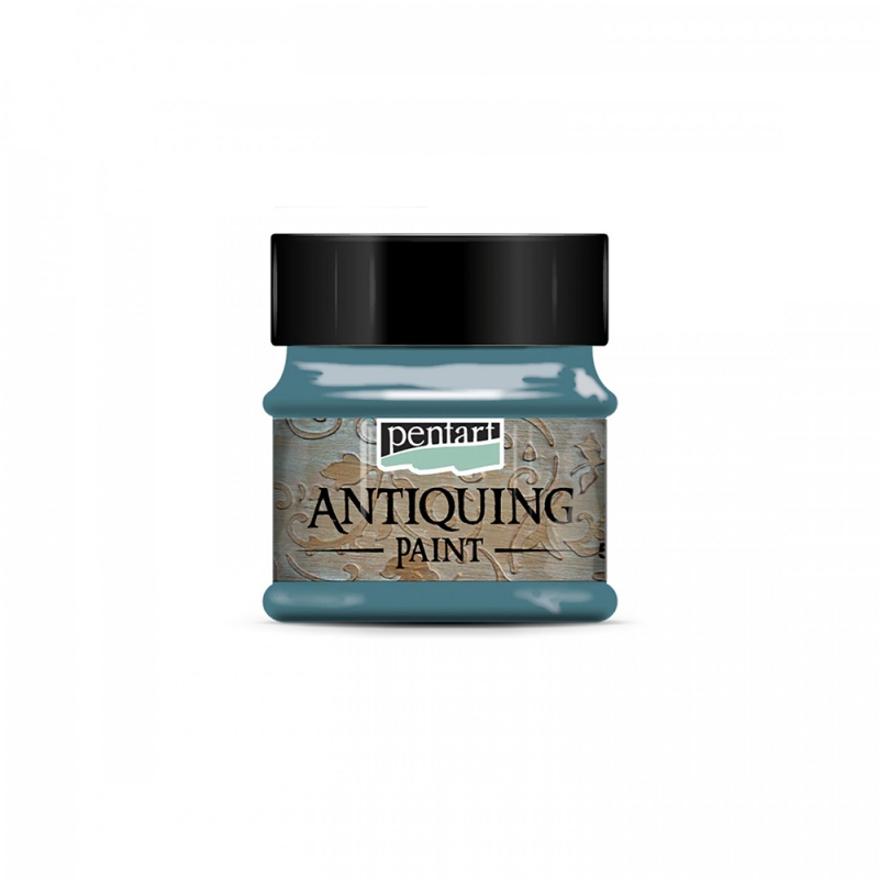 Antikovacia farba (Antiquing paint - patina green) je novinkou značky PENTART. 
Je to vodouriediteľná farba, ktorá sa ľahko zotiera a vytvára tak starý, ošúchan
