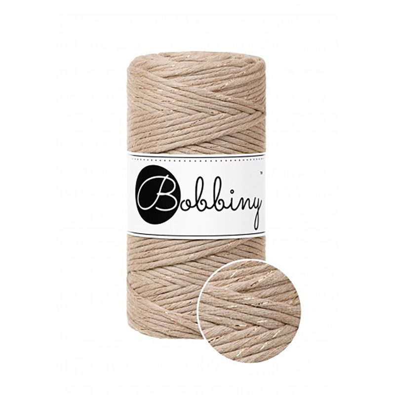 Bobbiny Öko-Tex Premium macramégaren, eco-katoen, 3 mm x 100 m, mosterd