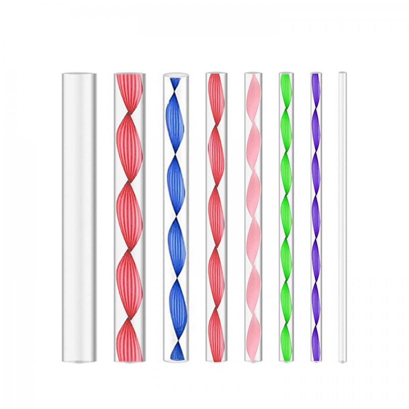 Sada farebných akrylových tyčiniek s plochými koncami. Tieto tyčinky sa používajú pri technike bodkovania a na nanášanie farby a tvorbu bodiek s rôzn